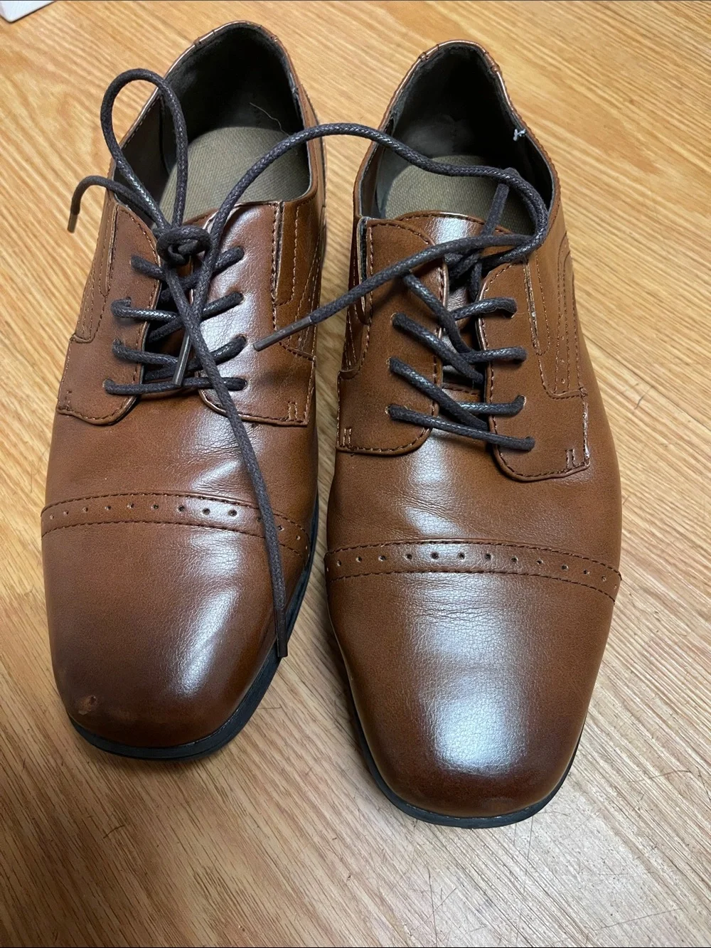 Classic Boy’s Brown Leather Lace-Up Dress Shoes